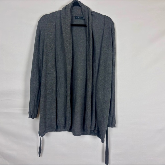 Zara Knit Charcoal Gray Open Front Sweater - Picture 1 of 5